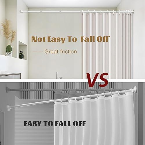Vista 4 de Barras de cortina de ducha plateadas, barras de ducha con tensión de resorte de 31 a 80 pulgadas para baño, ajustables, sin perforaciones, sin Plata
