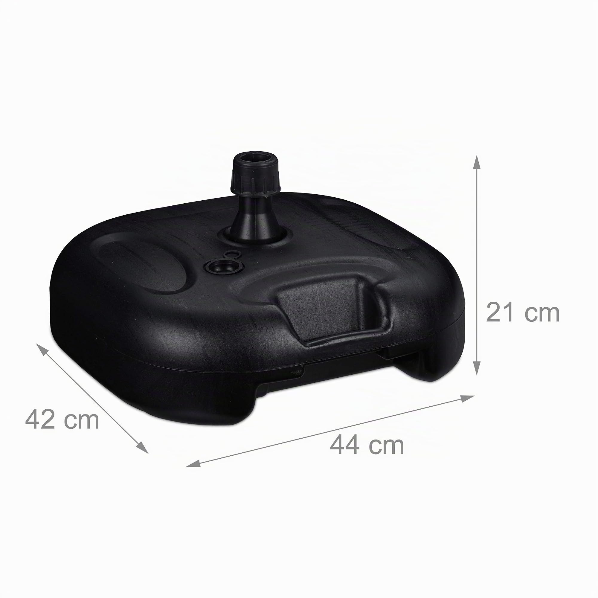 Relaxdays Support de Parasol Remplissage avec de l’Eau ou Sable, Taille Tube 25-32 mm, 44x42 cm, Pied en Plastique, Noir