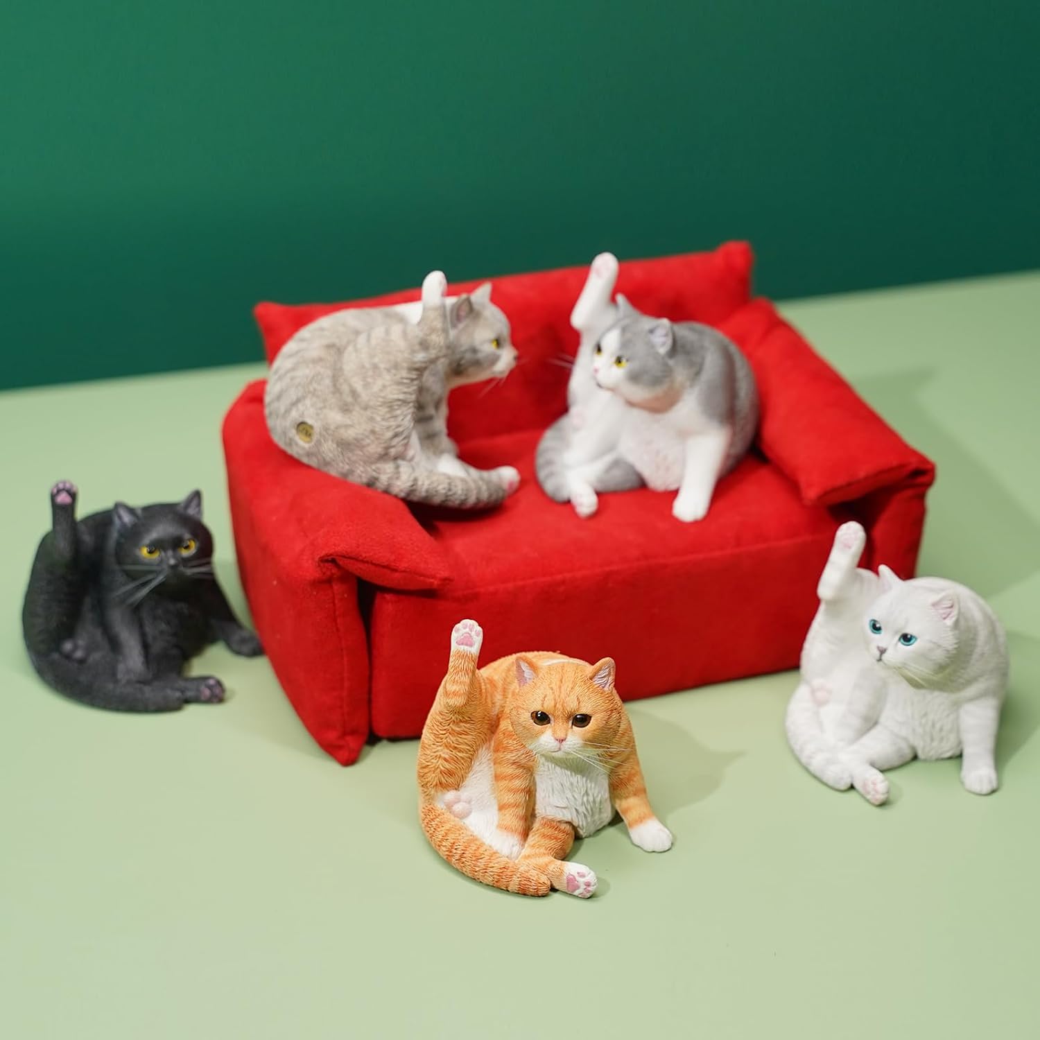 JXK Resin Cat Statue Cat Figurine for Table Decor Durable Polyresin with Intricate Details Gifts for Cat Lovers