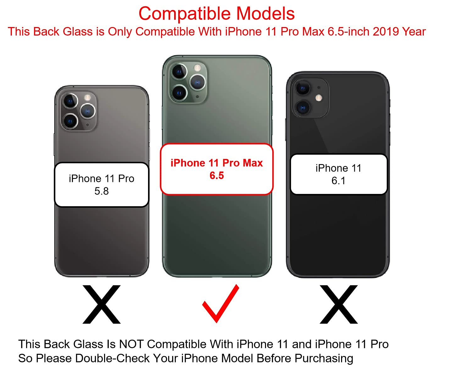 Day-market 11 Pro Max Back Glass Replacement for iPhone 11pro Max Back Cover Glass (6.5 Inch) with Pre-Installed Tape and Repair Tools (Space Gray)