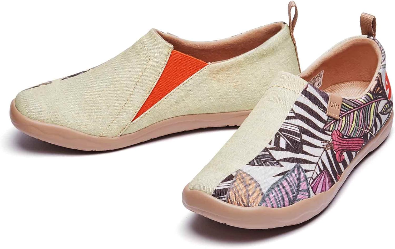 [UIN]花シリーズアートシューズ 靴 キャンバスローファースリッポン 綺麗 レディース デッキシューズ 春夏落書きシューズ 超軽量