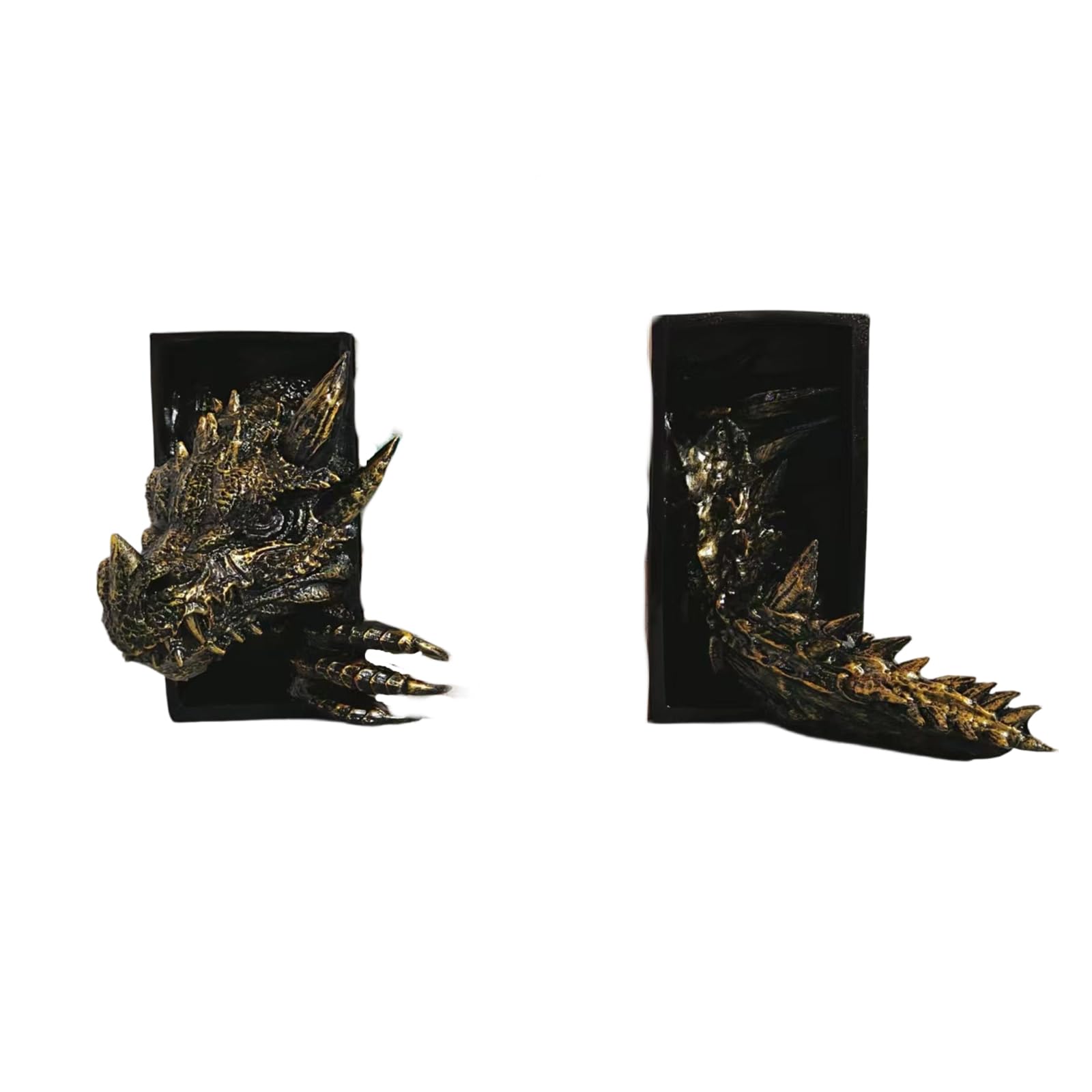 Fromceo Gold Dragon Bookends Decorative Bookend For Shelf Decors Resin Dragon Statues Books Holder Reading Enthusiasts Decorative Bookends For Shelves