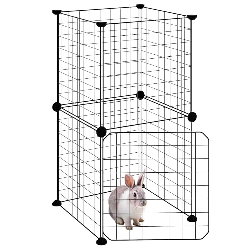Jaula para mascotas de acero con recubrimiento en polvo, color negro, 35 x 35 cm, con puerta para animales pequeños, conejos, cobayas, hámster, roedores, protección en interiores y exteriores