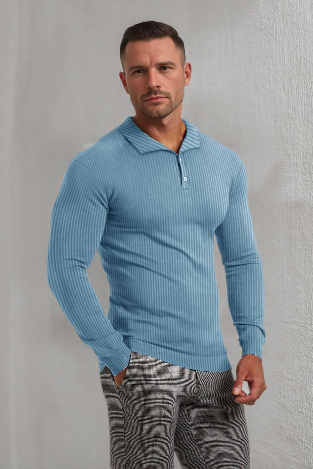 Muscle Cmdr Men's Slim Fit Muscle Polo Shirts Long&Short Sleeve Stretch Quick Dry Tee Casual Golf Athletic T-Shirts - Image 6