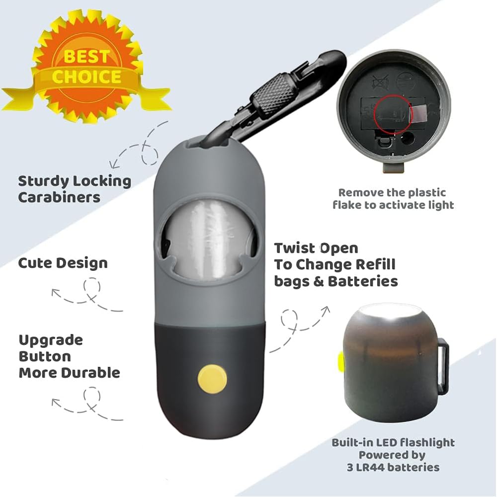 Amazon.com : Dog Poop Bag Dispenser with Built-in LED Flashlight