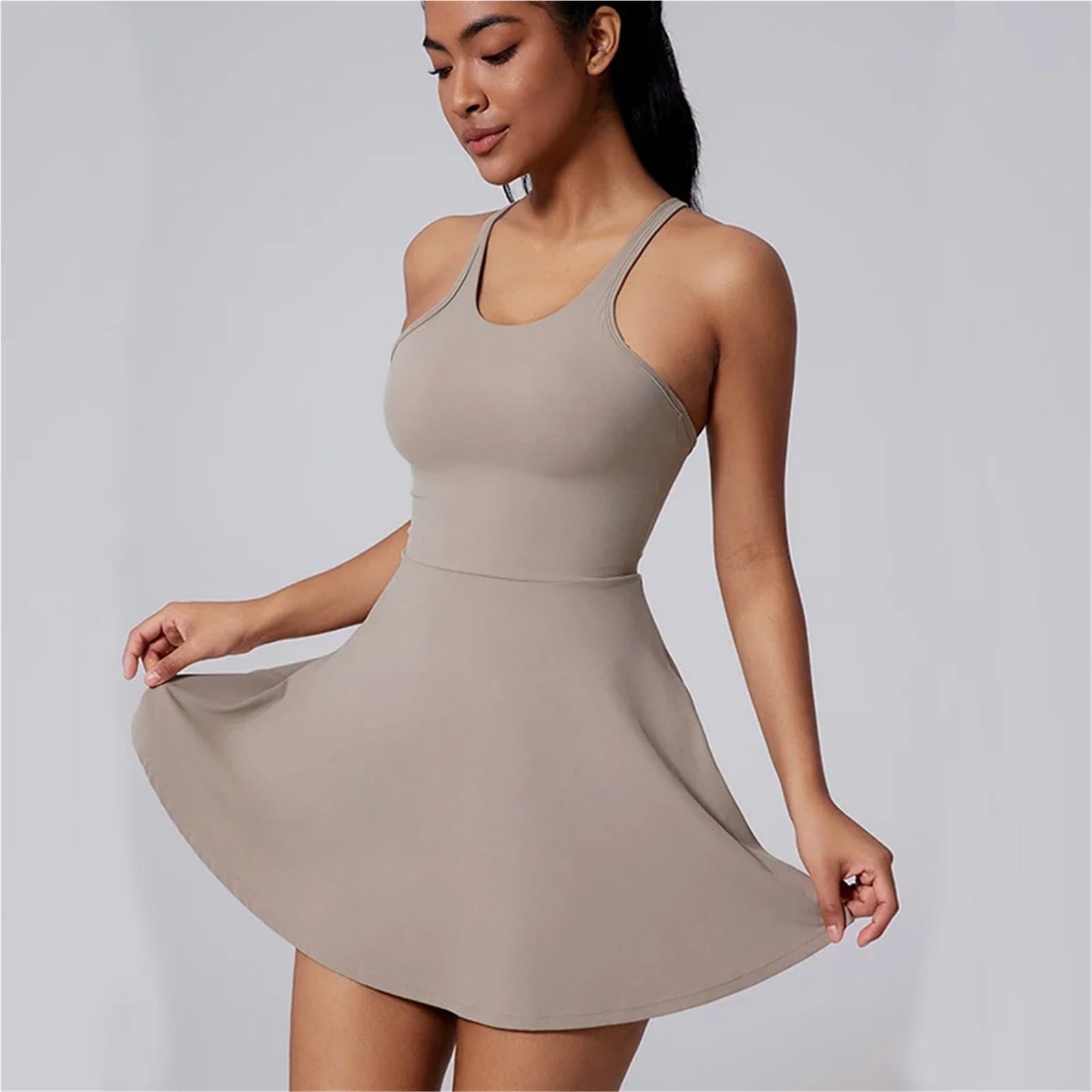 Faldita de Tenis Vestido Deportivo Golf Tenis Gimnasio Vestidos de Yoga Mujer Chica Faldas largas una Pieza Señora Fitness Slim Fit Entrenamiento Correr