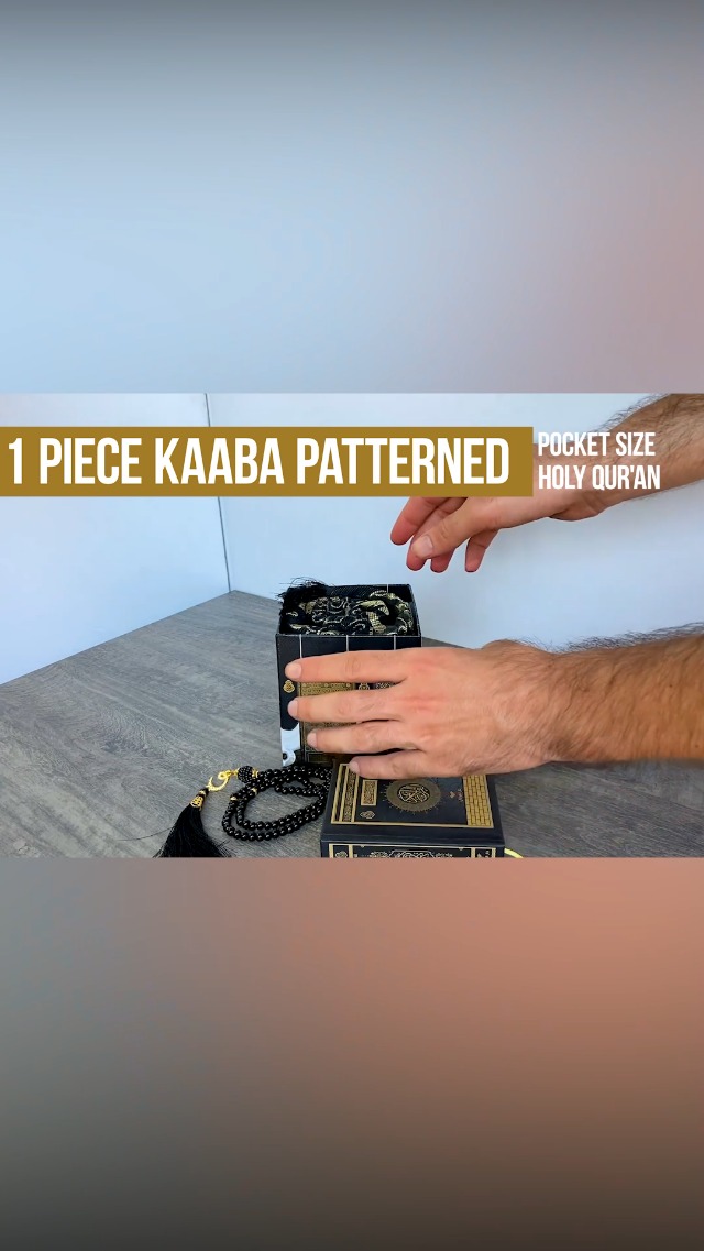 Tapete de oración Ihvan online, diseño Kaaba, negro miniatura 7