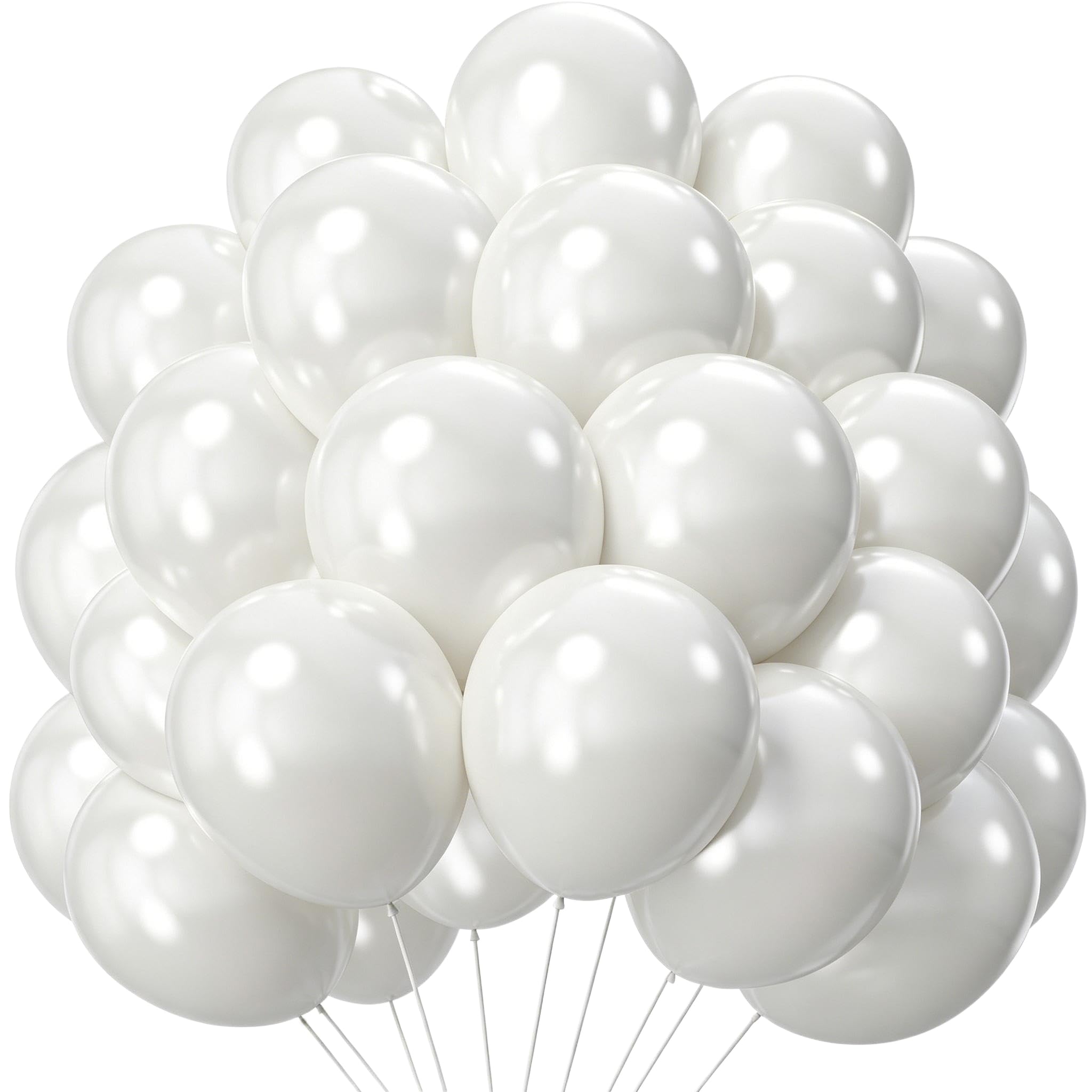 Pearl White Balloons 100 Pack, Latex Helium Baby Shower Birthday Balloons — image 1