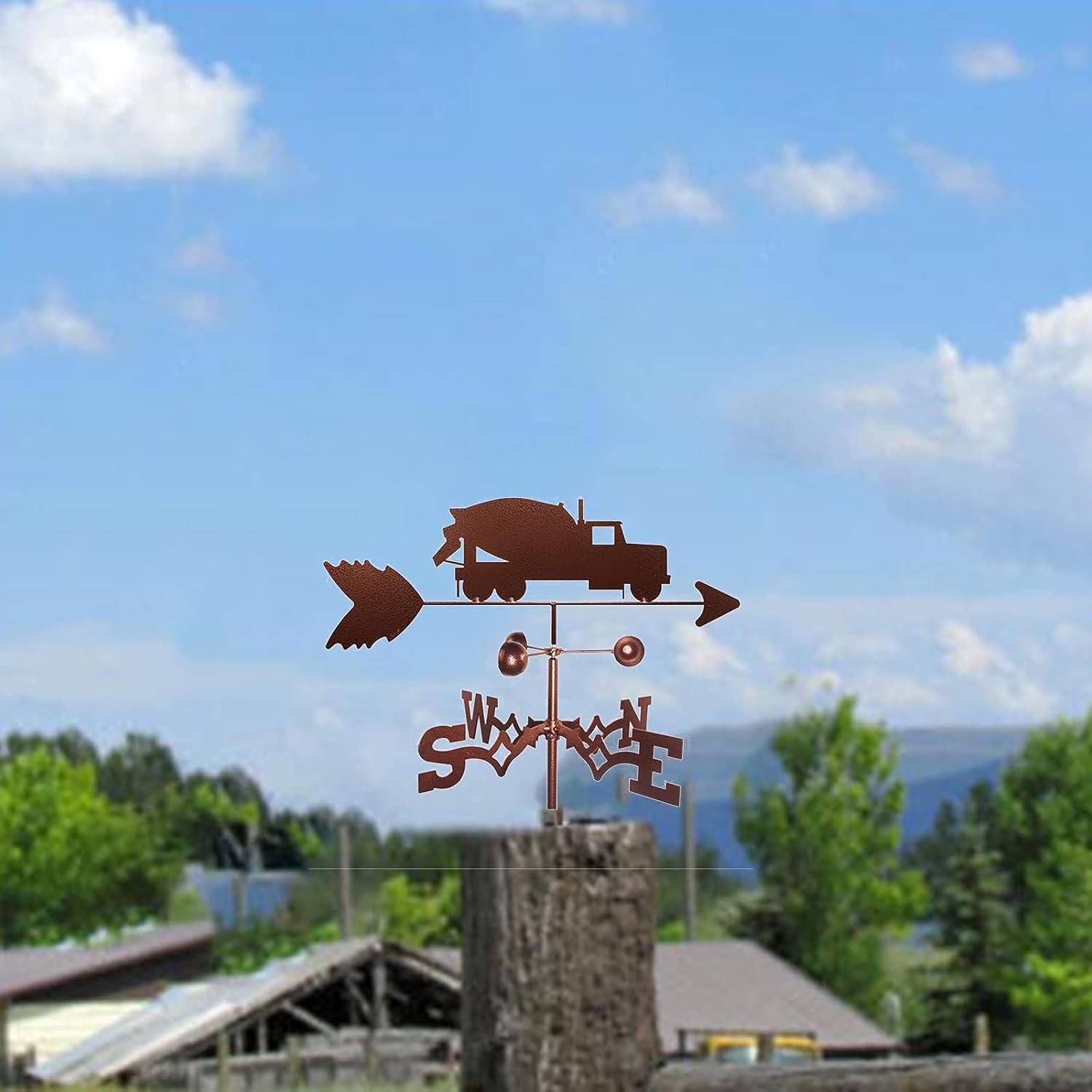 Weathervane,Weathervane with Truck Ornament, Practical Wind Direction Indicator, Garden Stake Weather Vane Professional Measuring Tool Garden Yard Easy Use