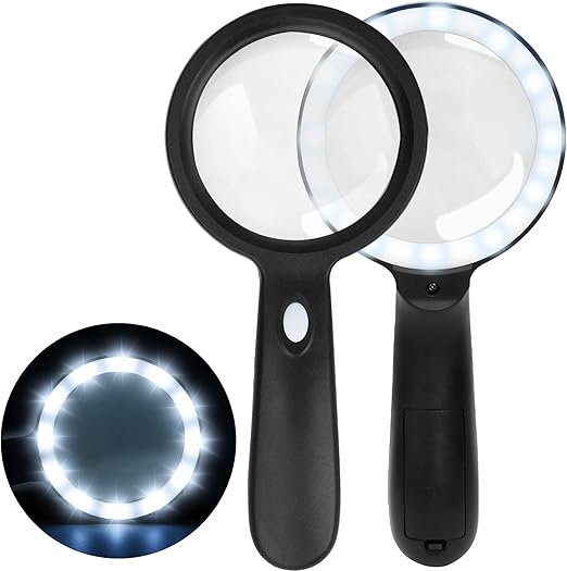 HAKACC Magnifying Glass with Light, 12 LED Illuminated 10X Handheld