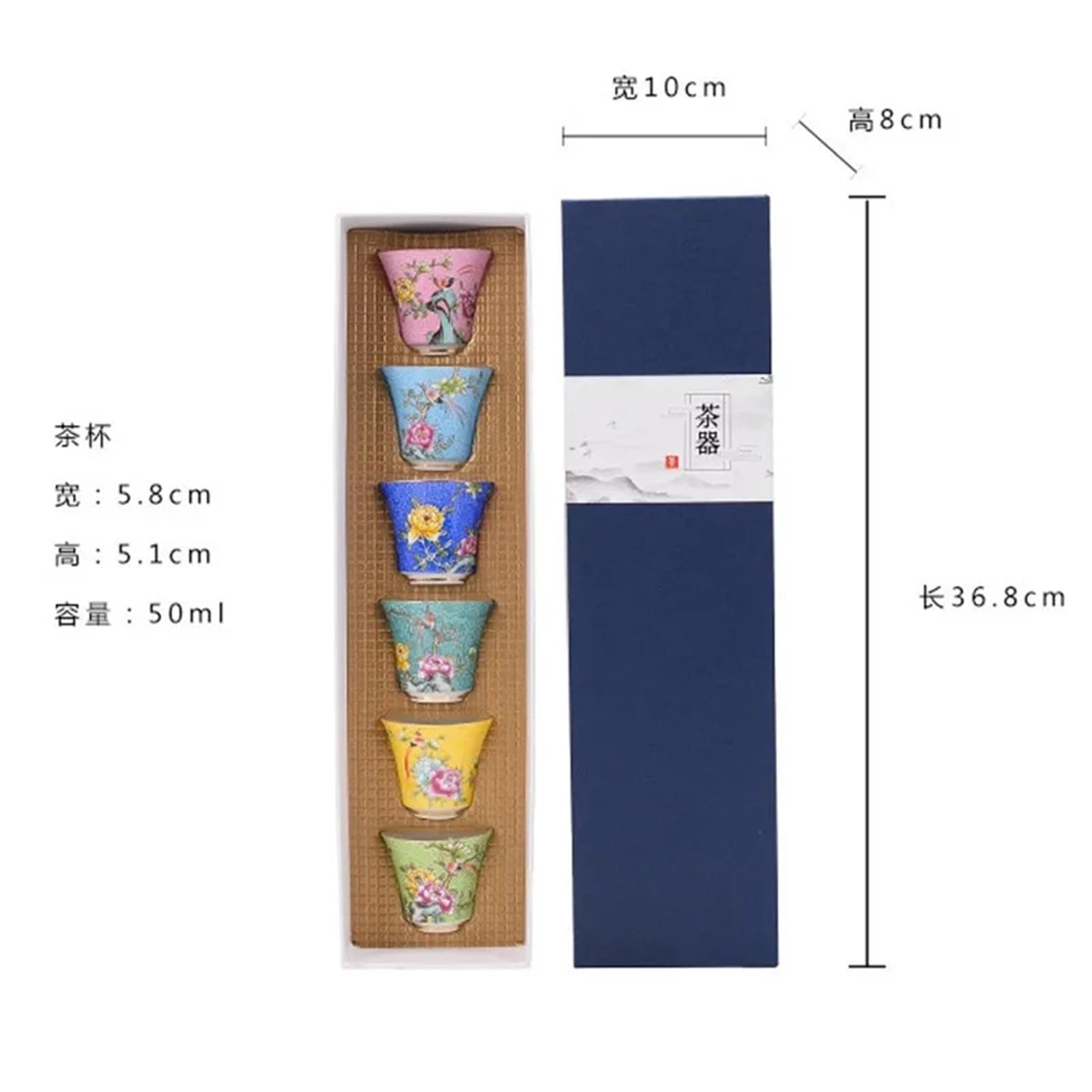 Taza infusora de té, 6 unidades, cerámica azul y blanca, juego de tazas de té Kung Fu de porcelana para la tarde, tazas de café expreso, taza de té de cerámica japonesa