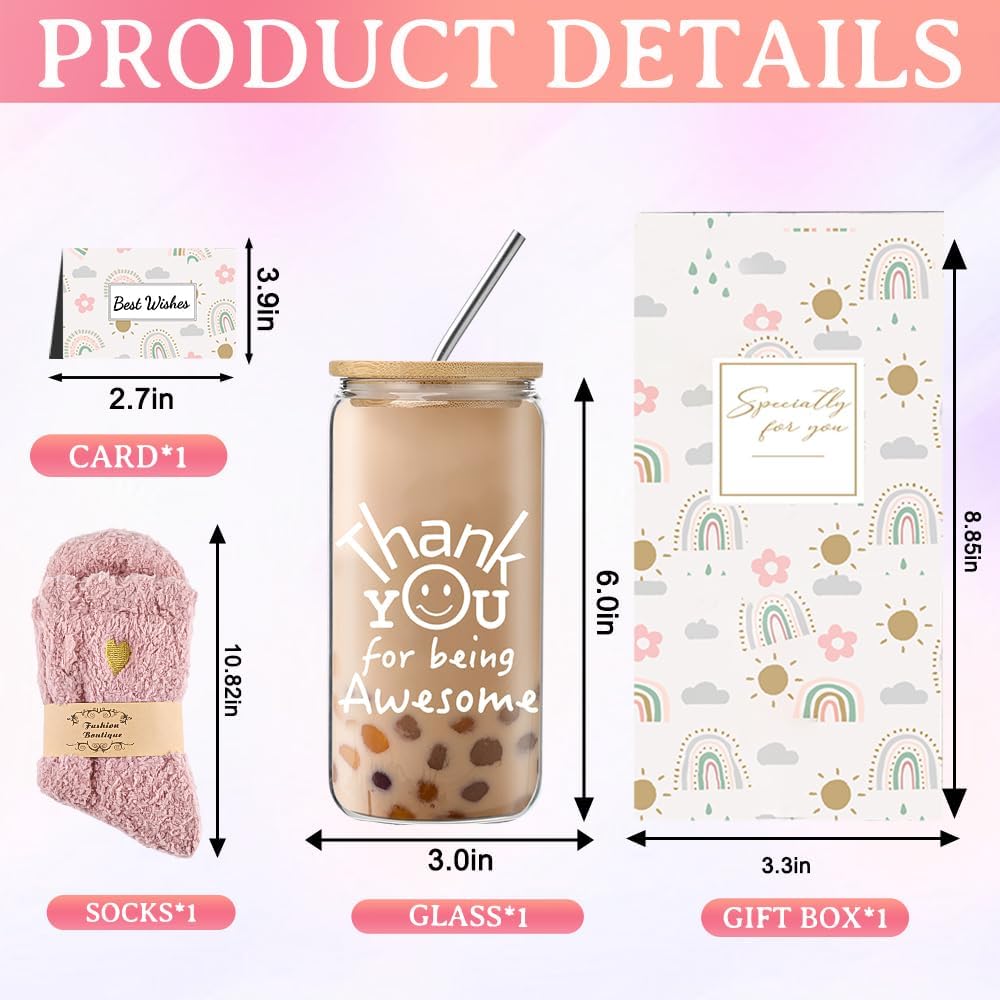 DHQH Friend Gifts for Women, Bestie 16 oz Glass Cup Mother's Day Gifts Baskets, Friendship Birthday Gifts for Women Friends Soul Sister - Image 2