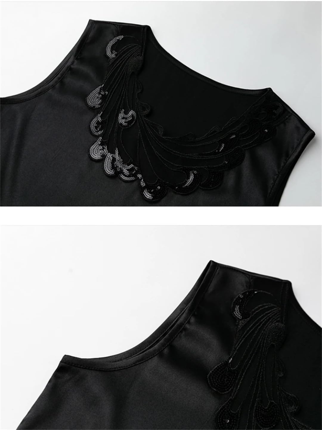 Donne Ricamo Senza Maniche Camicette di Seta Estate Raso Top Casual Sciolto Vest