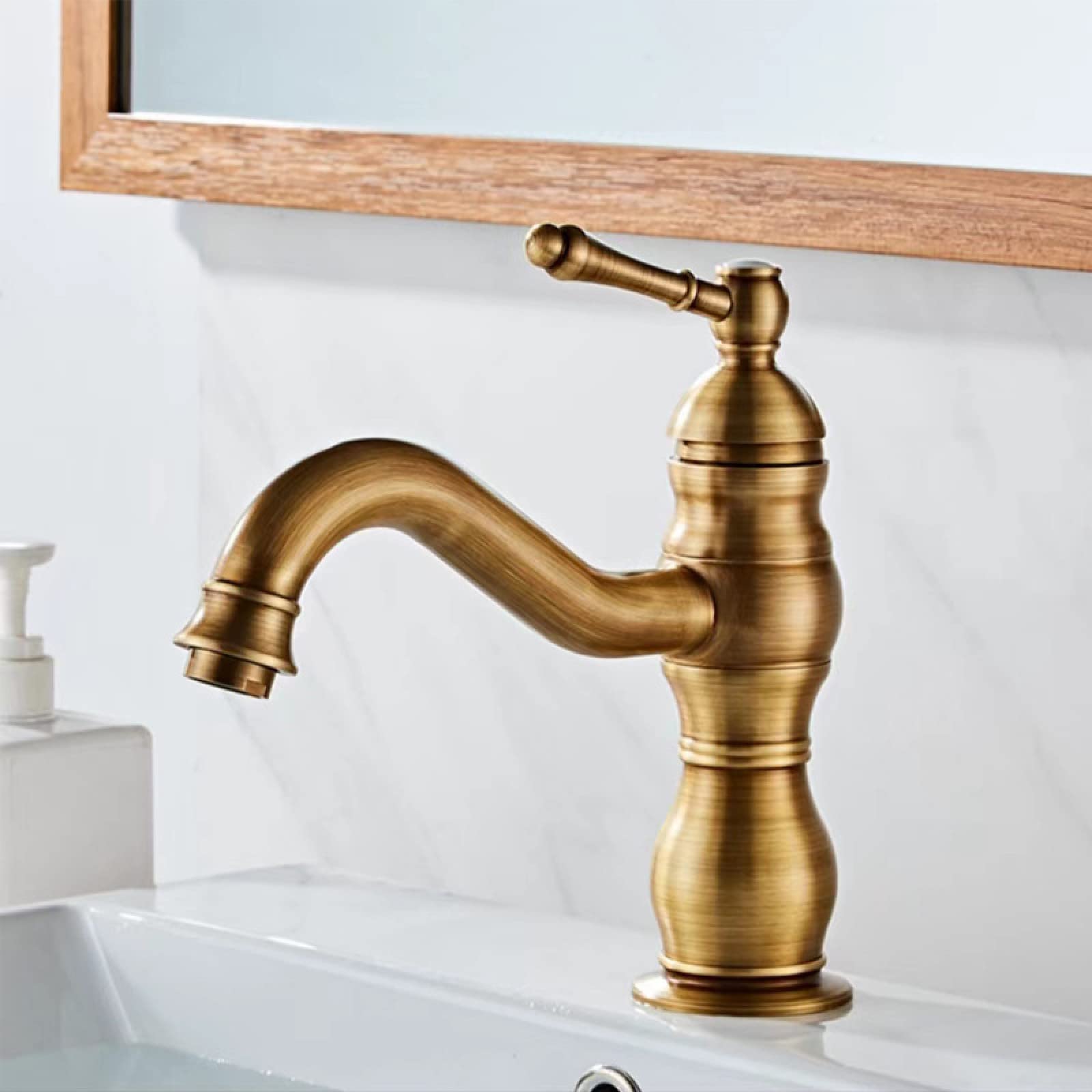 Fanjubei Antique-Style Dwarf Hot And Cold All-Copper Washbasin Faucet With Antique-Style Low Faucets
