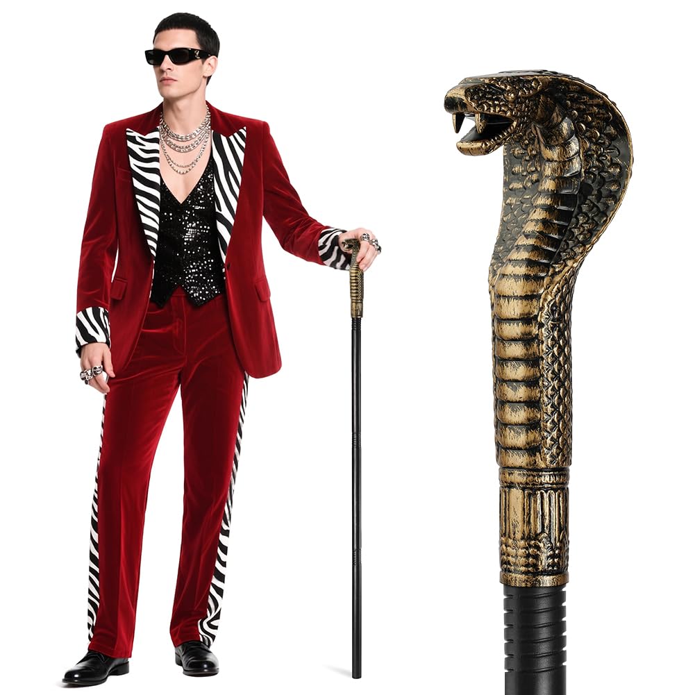 AUYAO Egyptian Snake Scepter Cobra Head Staff with 3-Section Wand Cosplay