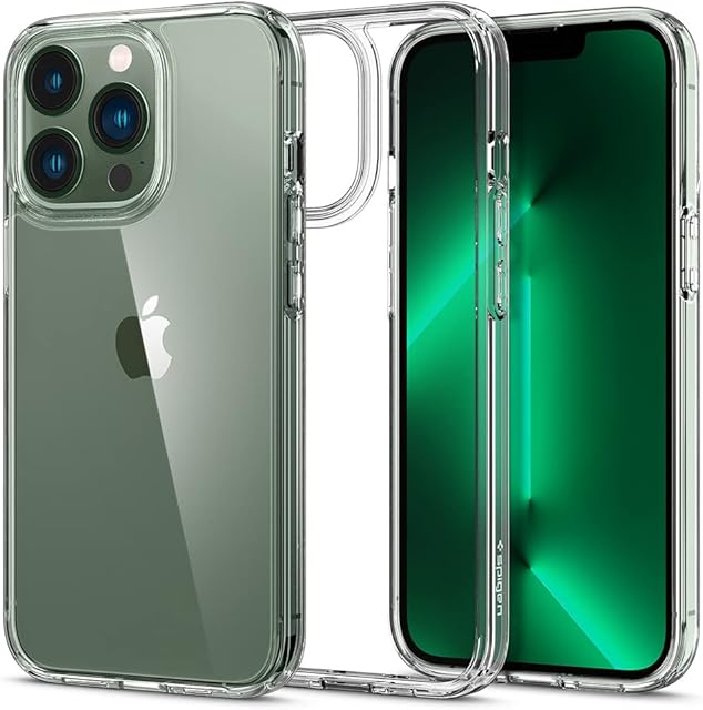 Spigen Ultra Hybrid Hard Clear Back [Air Cushion Technology] [Military Grade Shockproof] Case Compatible with iPhone 13 Pro - Crystal Clear