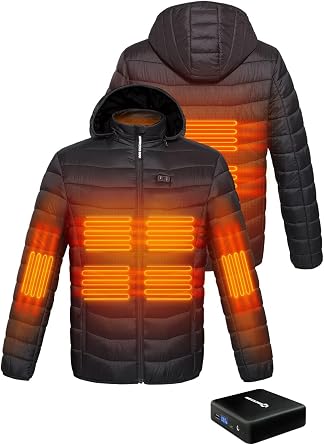 ANTARCTICA GEAR Heated Jacket, Lightweight Heating Jackets with 12V Power Bank, 6 Areas Winter Coat for Men and Women