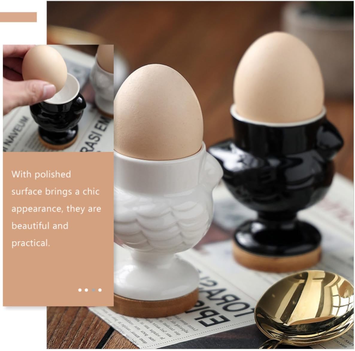 Ceramic Chick Shape Egg Cup with Base for Dining Table