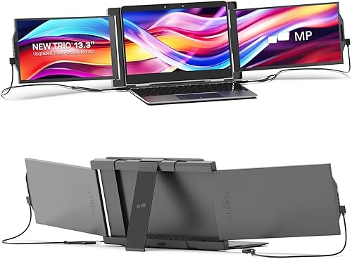Nuevo monitor portátil de tríos de píxeles móviles, monitor triple de 13.3 pulgadas para portátiles de 13 a 14.5 pulgadas (soporte incorporado),