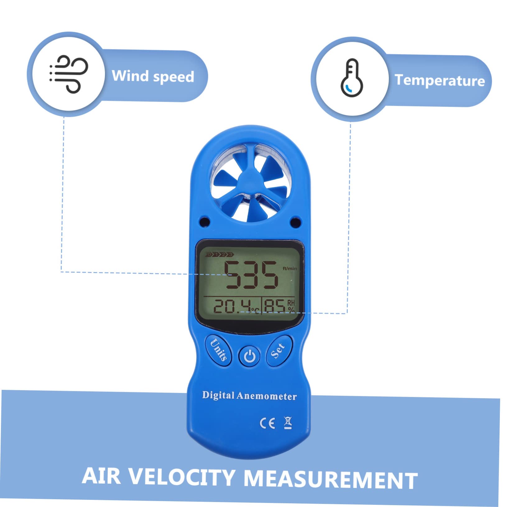 PRETYZOOM Igrometro Digitale Portatile Mini con Misurazione Umidità e Temperatura, Anemometro Palmare in Plastica con Schermo Lcd Retroilluminato per Monitoraggio Ambientale
