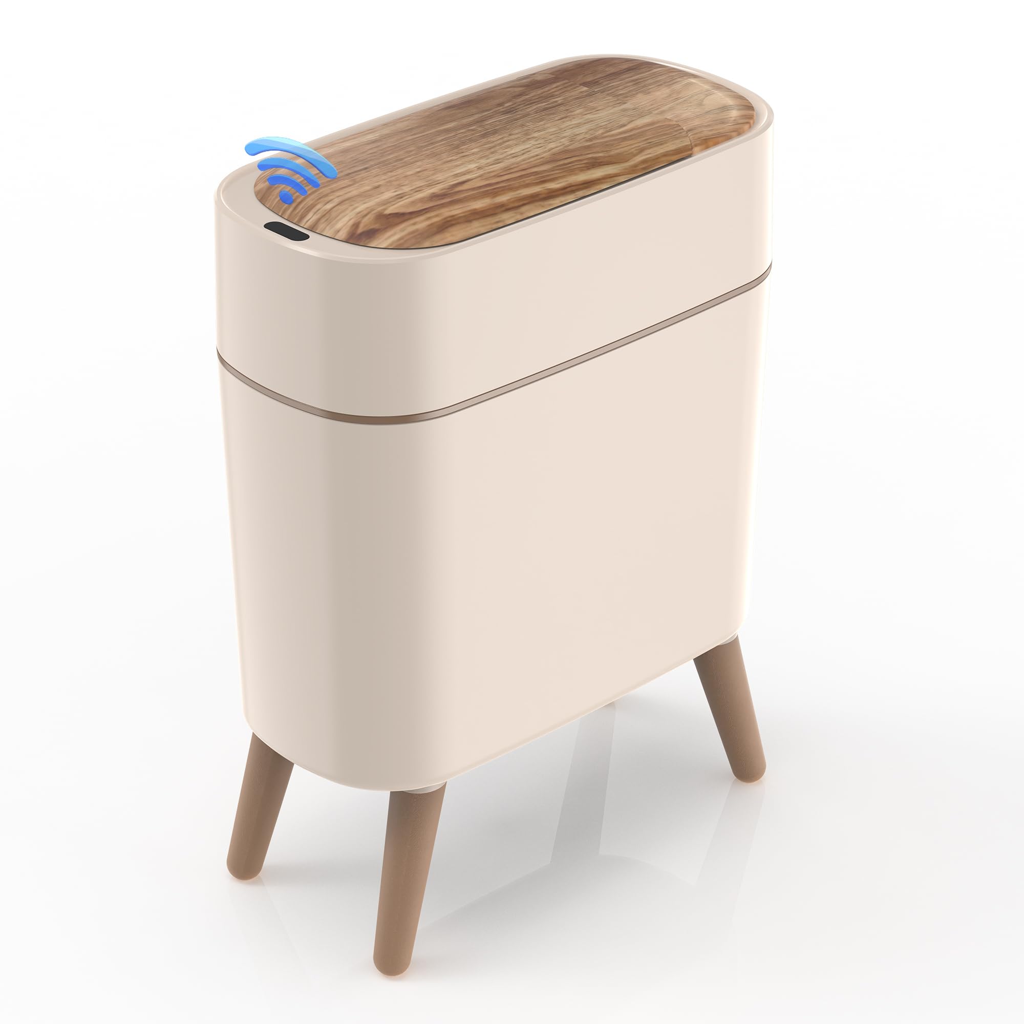 Photo 1 of suyika Automatic Trash Can, 2.6 Gallon/10L Bathroom Trash Can with Lid - Wood Grain Lid and Legs, Touchless Waterproof Garbage Bin for Bedroom, Bathroom, Office, Living Room