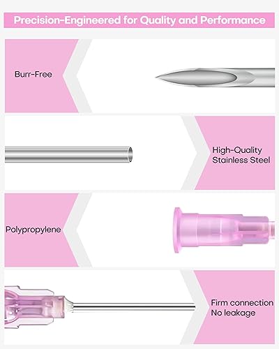 Miniatura 4 de 100pcs 18Ga 1 Inch Needle Luer Lock Accesorios de laboratorio, paquete individual estéril para medición científica, recarga de tintas