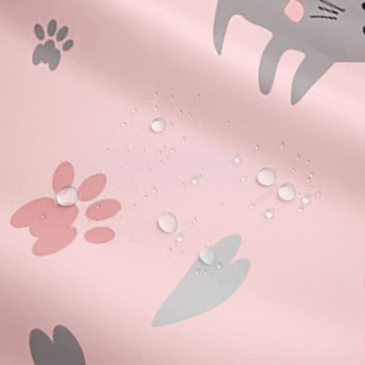 Erosebridal Black Cats Bathroom Curtain Grey Striped Kitten Bath Curtain Kids Kawaii Cute Shower Curtain 72Wx84L Heart Print Decor Bathroom Curtain Girls Pink Leopard Print Bath Curtain