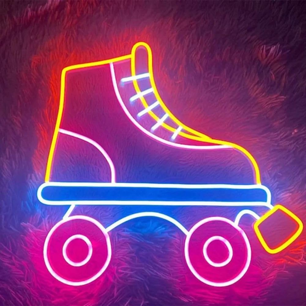 Neon Sign Roller Skates LED Roller Skating Neon Light Signs Custom Led Neon Signs for Wall Decor Personalized Light Signs Home Custom Lights Sign Decor,Size:40cm