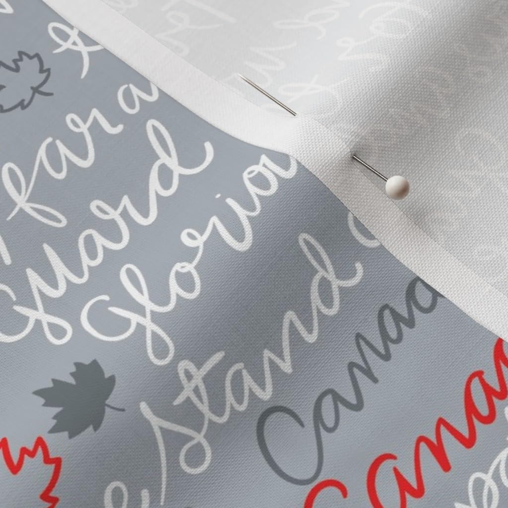 Spoonflower Fabric - Oh Canada Flag Maple Leaf Canadian Gray Red Printed on Petal Signature Cotton Fabric by The Yard - Sewing Quilting Apparel Crafts Decor