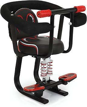 Motorcycle Bike Child Seat, Front Mount Detachable Folding Bicycle Kids Seat, Children Seat with Dual Shock Absorbing Pedal Guardrail, Childrens Baby Chair for Pedal Scooter Bicycle