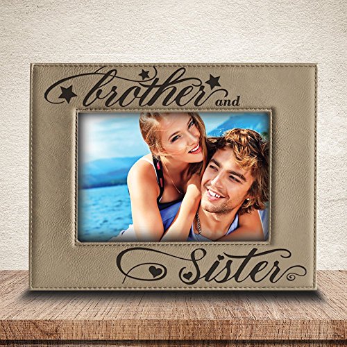 Bella Busta- Brother And Sister Photo Frame- Sibling Gift-Christmas Gifts For Parents - Engraved Leather Picture Frame (4"X 6" Horizontal) #TOP1