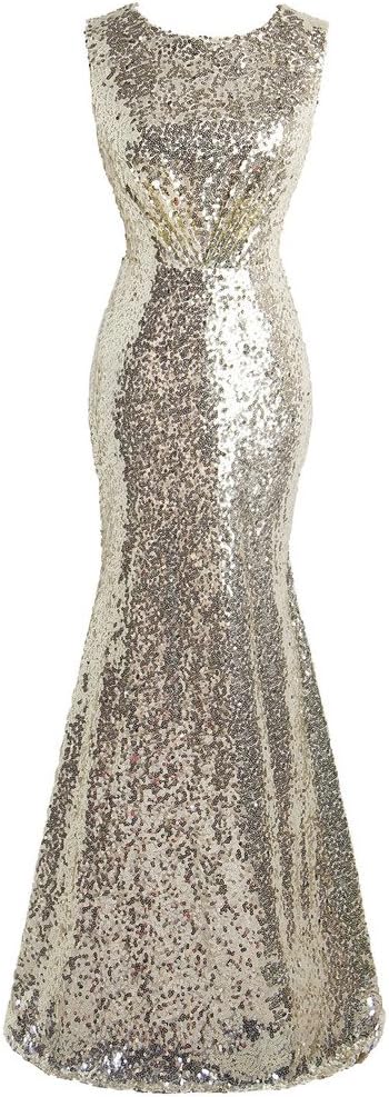 Topdress Women's Mermaid Long Bridesmaid Dress Sequins Wedding Party Prom Gown