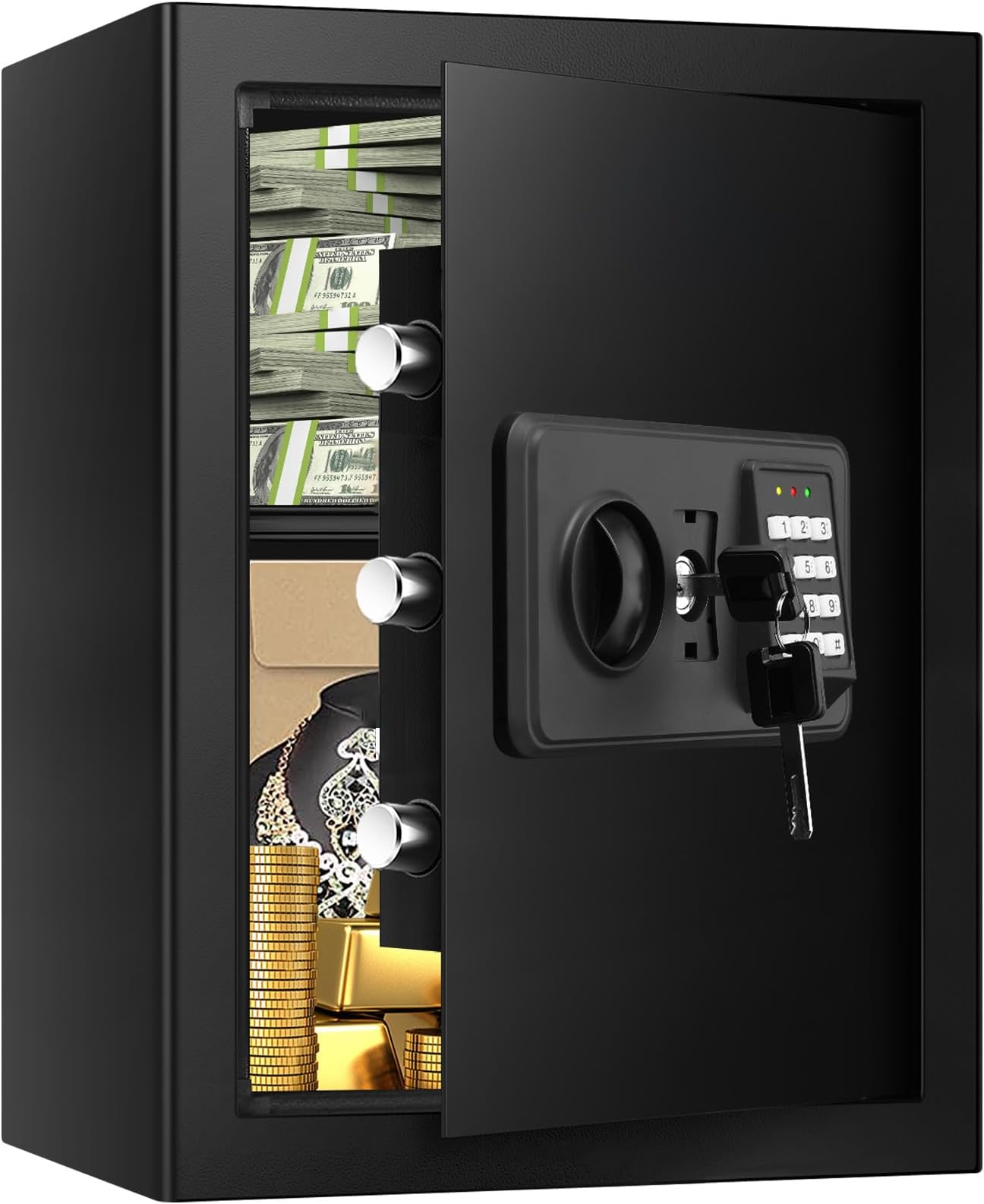 3.3 Cubic Large Fireproof Safe for Home Use, Digital Home Security Safe Box Fireproof Waterproof with Electronic Keypad and Spare Keys, Anti-theft Fire Document Cabinet for Money Medicine Valuables