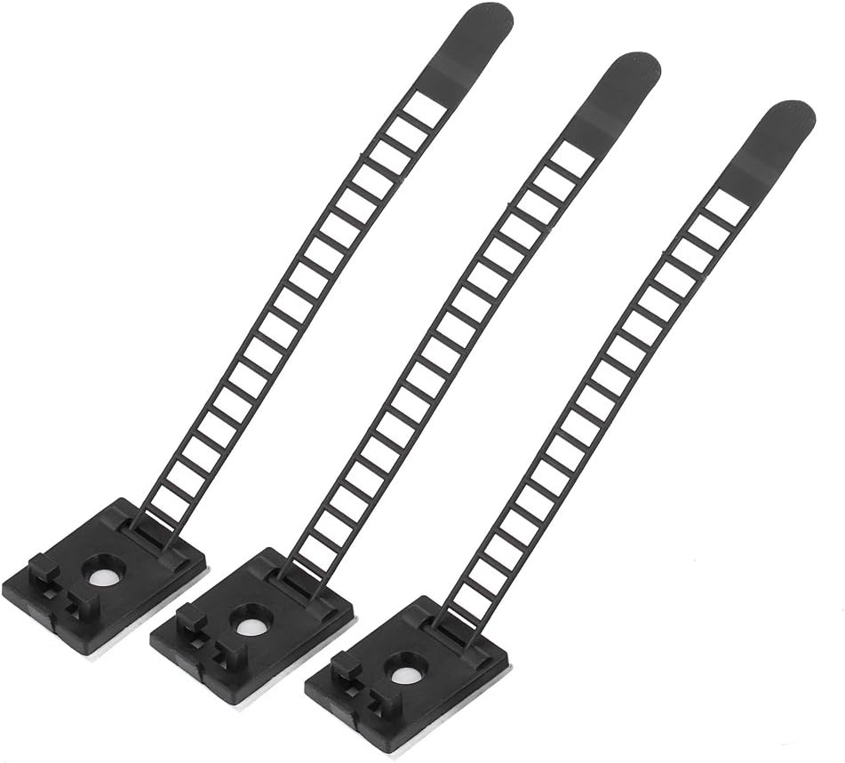 SIXRUN 50pcs Self Adhesive Adjustable Wire Clips, Staged Adjustable Cable Clamps Organizer with Strong Adhesive Base for Car Home (Black)