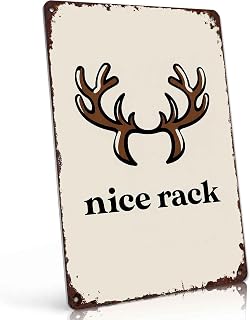 Antler Nice Rack Vintage Metal Wall Art Signs 8X12 Inch | Vintage Style Wall Decor, Indoor Outdoor for Home, Living Room, Bedroom, Office, Porch, Gift for Homeowners or Decor Lovers