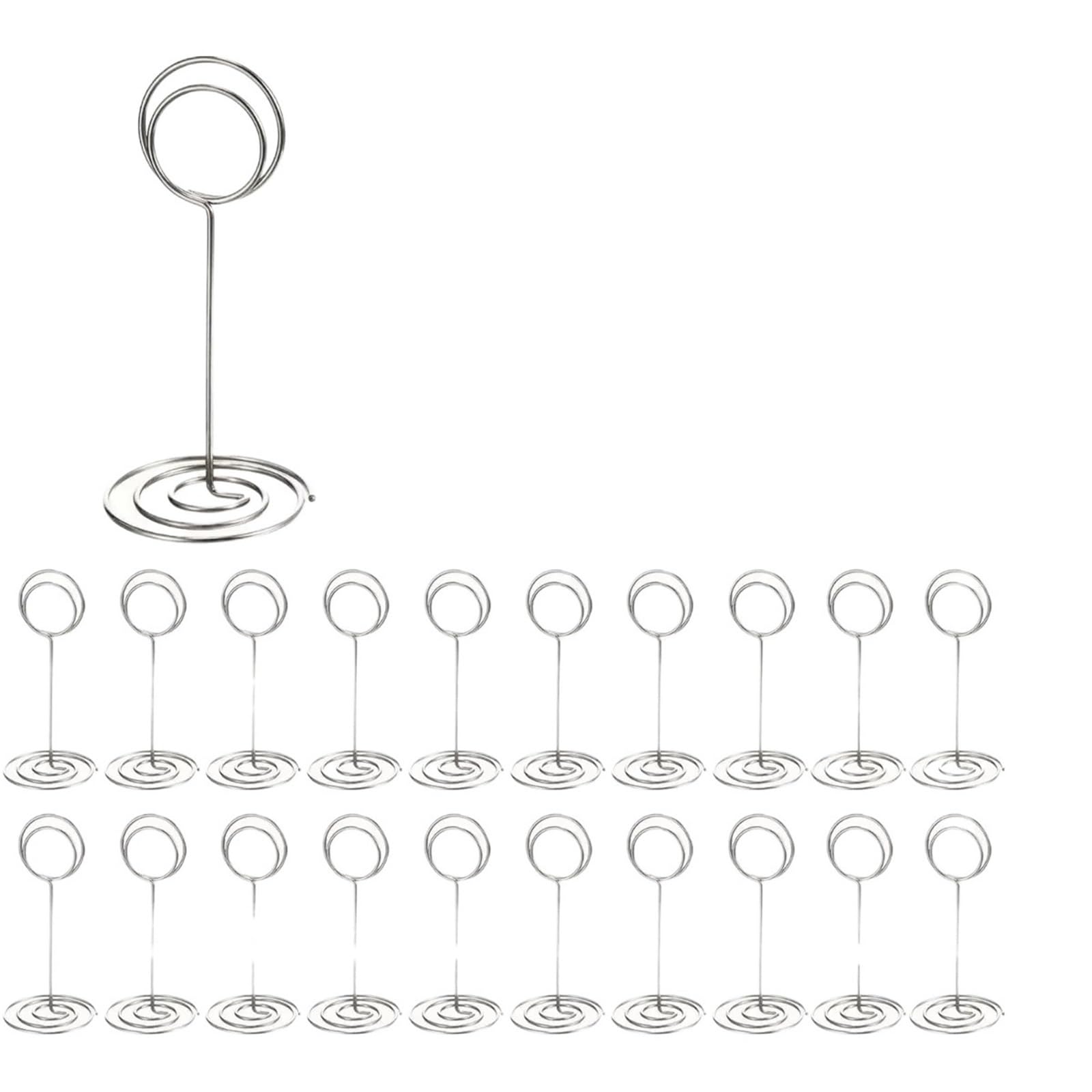 10 Stück/20 Stück Tischnummernhalter, Platzkartenhalter, Draht, Foto, Bild, Name, Menü-Clips, Memo-Notizkartenständer for Hochzeit TischkartenhalTer(Silver,100pcs)