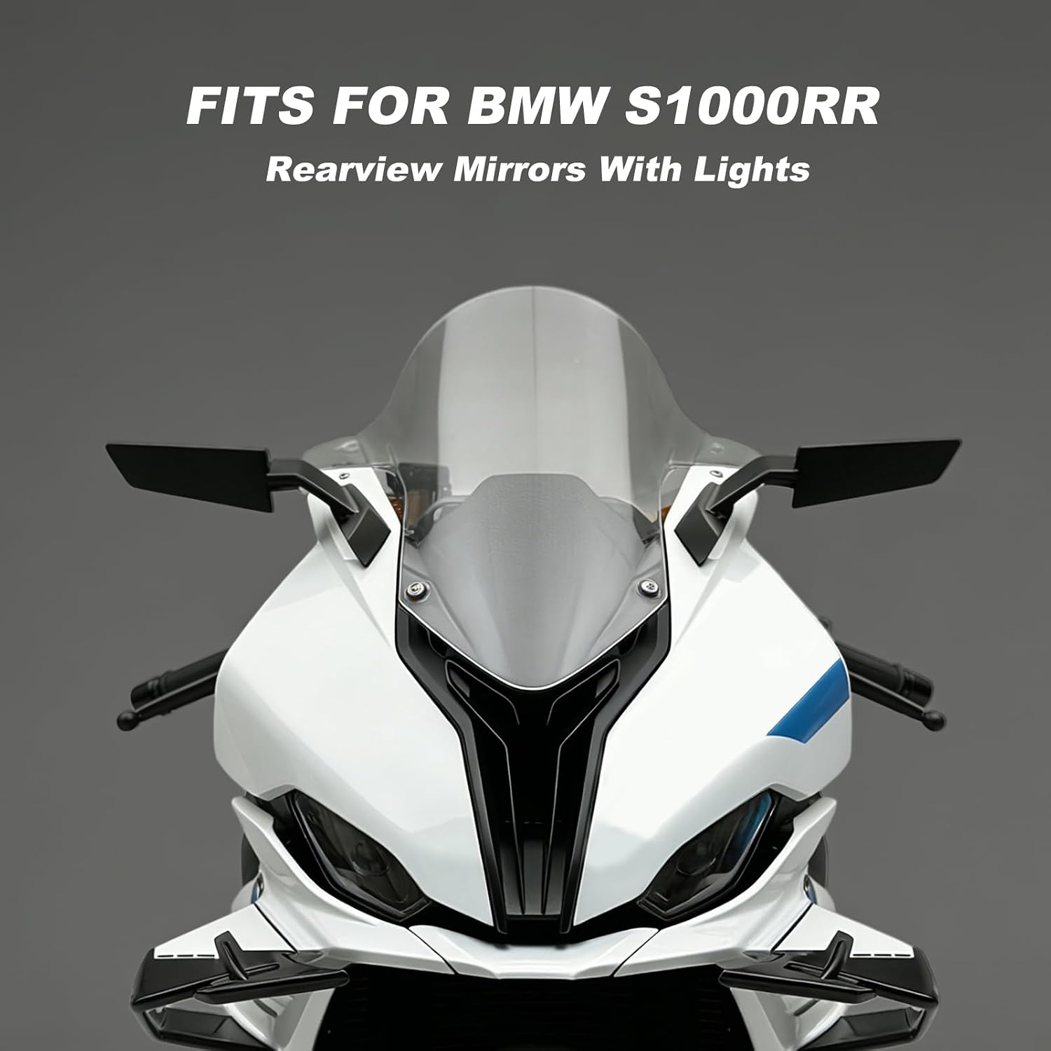Motorcycle Side Mirrors with LED Light Fits Compatible with BMW S1000RR (2019-2023 2024 2025) Turn Signal Mirrors