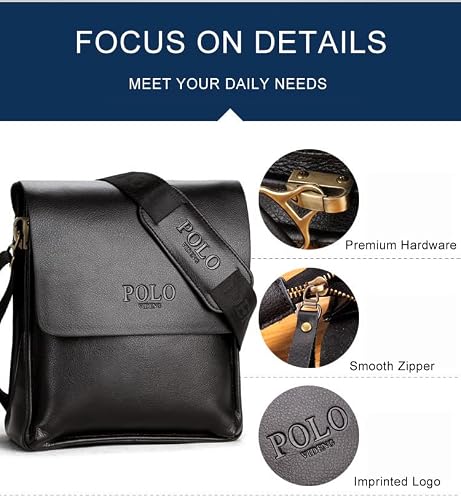 Mens Crossbody Bags, Leather Messenger Shoulder Bag For Men, Vintage Small Satchel Pouch Side Crossover Handbag For Business Office Work School Travel, Black #TOP7