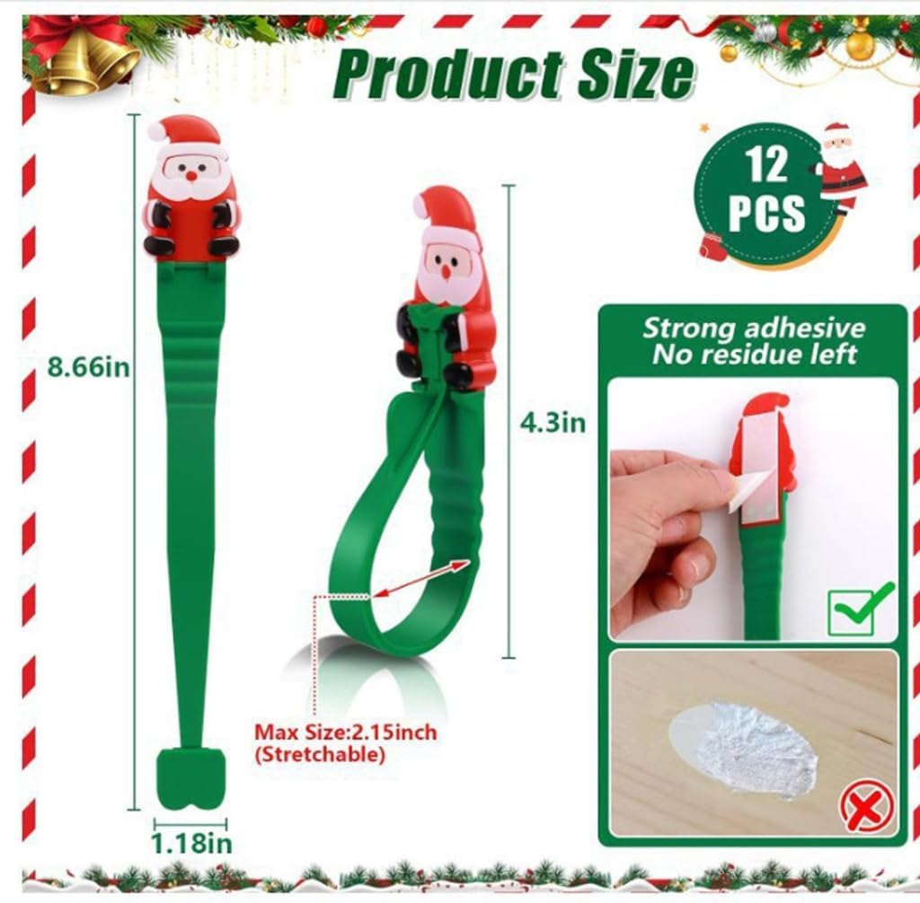 Christmas Wreath Hanger 12 Piece Set, Santa Loop Holders for Mantels