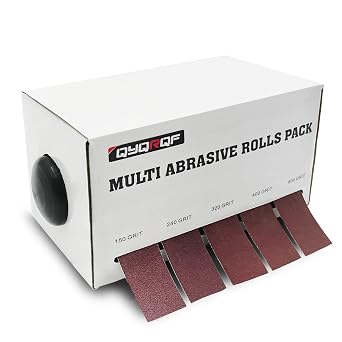 Emery Cloth Roll, 5 Grits Abrasive Sandpaper Rolls Assorted Sand Paper with Dispenser for Woodworking Automotive Metal Polishing, 150 240 320 400 600 Grits Per Roll 6 Meters | Assorted Sand Paper with Dispenser for Woodworking Automotive Metal Polishing, 6 Meters