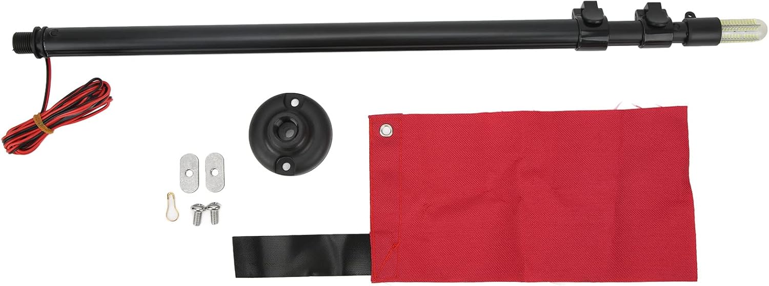 PerGar Canoeing Flag Light Set, Safety Canoeing Flag Light Sets, Nylon Aluminum Alloy Marine Waterproof Light, For Marine Boat Canoe Accessories