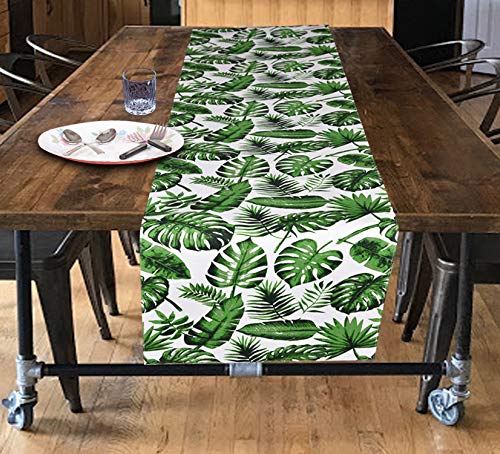Urban Villa,Tropical Print 100% Cotton Twill Weave Fused Table Runner,14''x 72'' Over Sized,Multi Color, Every Day Use,Heavier Quality
