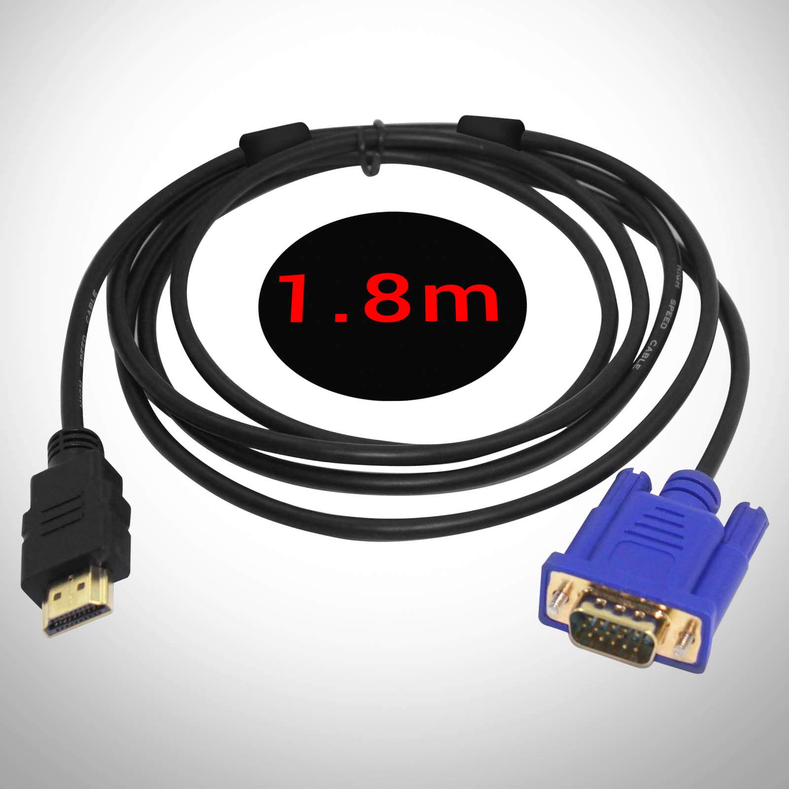 Linq Adattatore HDMI Maschio a VGA Maschio Cavo Video 1,8 m Lunghezza Compatibile Laptop/Proiettore/Monitor - Nero
