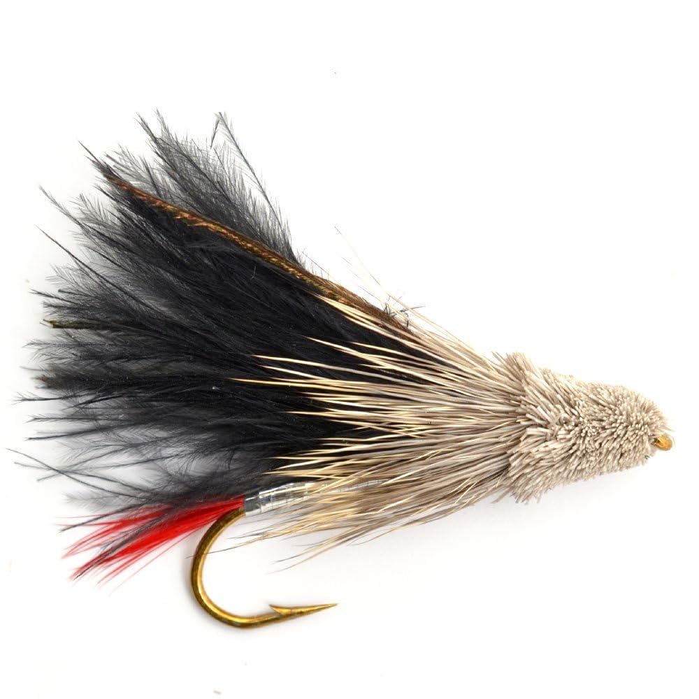 The Fly Fishing Place Streamers - Black Marabou Muddler Minnow Streamer Flies - 4 Fly Fishing Flies - Hook Size 8