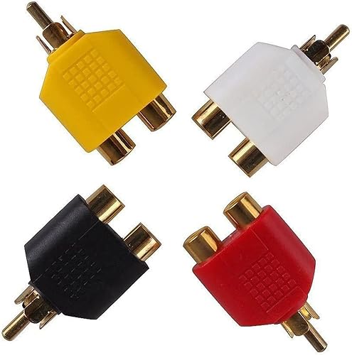 QDiShi Adaptador de enchufe divisor RCA Y de 4 piezas 2 hembra a 1 macho para convertidor de cable de audio y video Av TV fácil de usar solo tienes