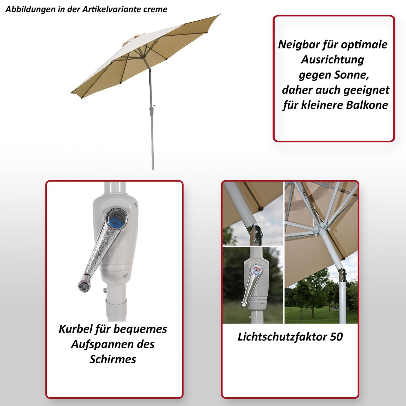 Mendler Parasol przeciwsłoneczny N19, parasol ogrodowy, Ø 3 m, pochylany poliester/aluminium, 5 kg