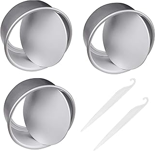 Moule à Gâteau en Aluminium Moulle à Gâteau Rond Profond Moules à Gâteaux Ronds Inférieurs avec Base Amovible en Aluminium Anti-Adhésif pour de Gâteau de Mariage/Anniversaire/Noël 6po et 8 po - 3 PC