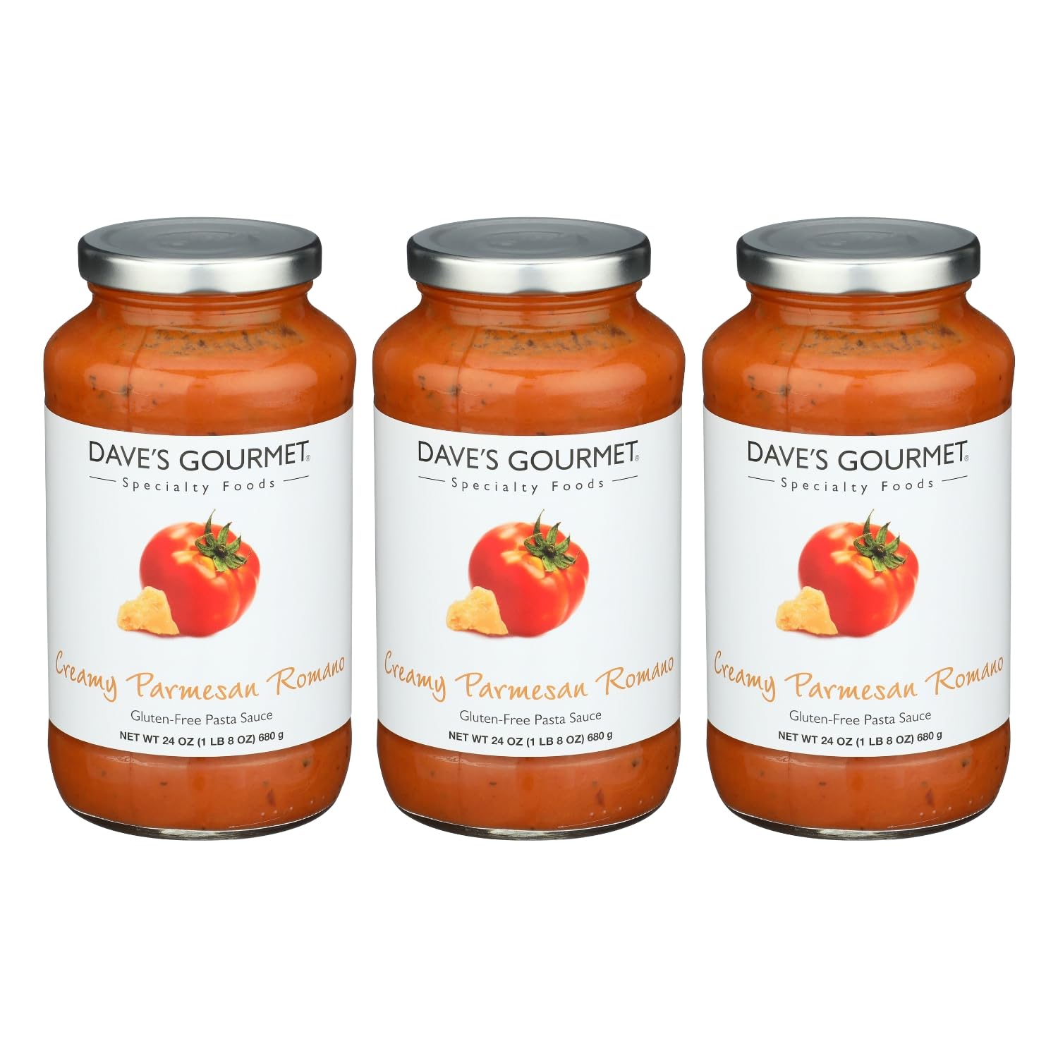Dave's Gourmet Creamy Parmesan Romano Pasta Sauce For Easy Meal Prep - 3 Jars
