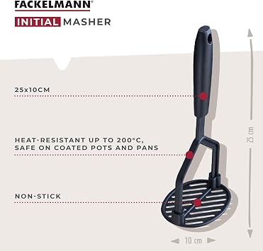 Fackelmann Initial Potato Masher, Plastic, Heat-Resistant Fruit & Vegetable