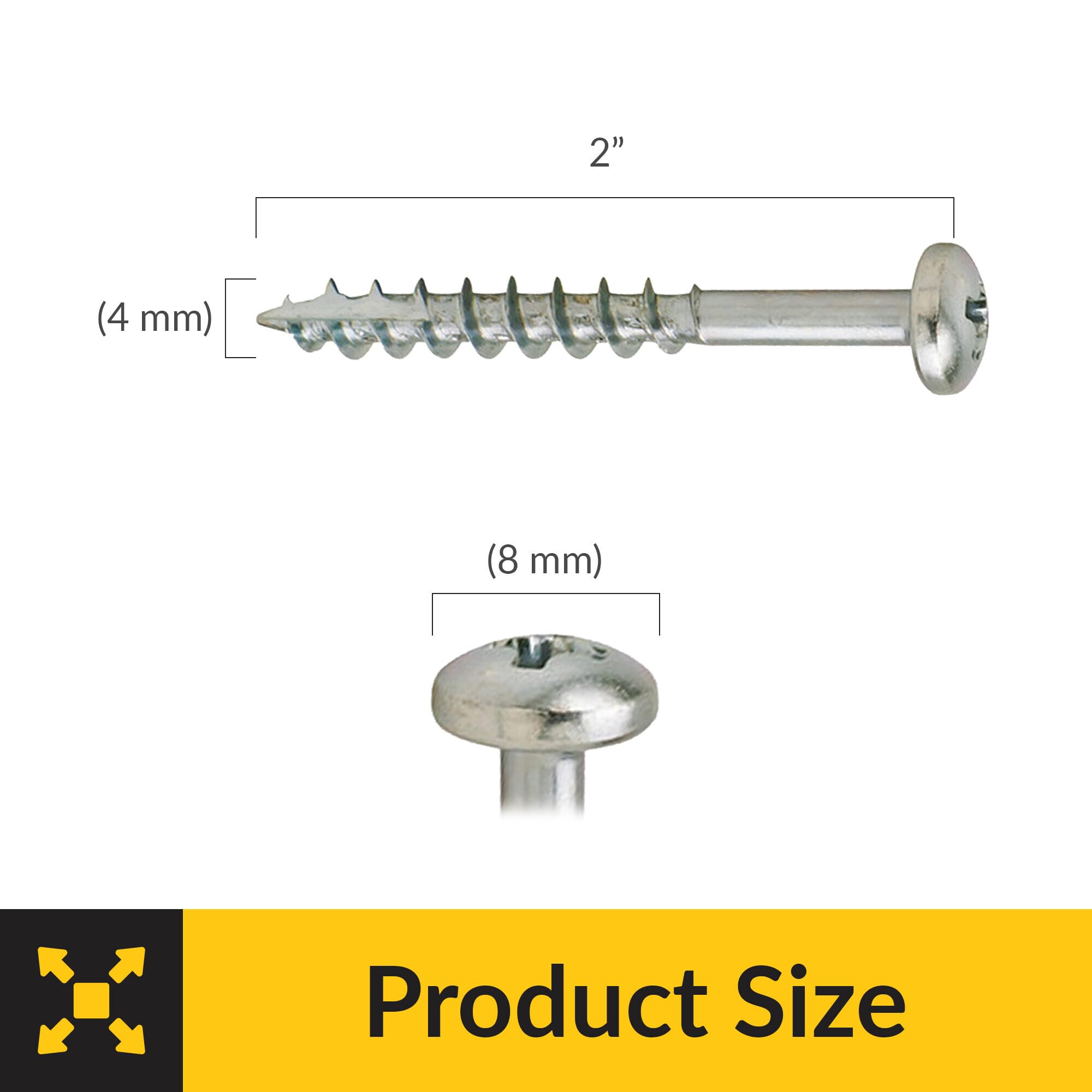 Brixwell SRW216794205 Zip R Screw, Pan Head with Partially Threaded,Zinc Plated Pack of 500